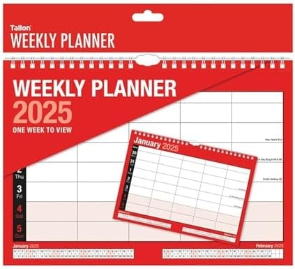 2025 Week To View 5 Person Weekly Planner Spiral Bound Hanging Wall
