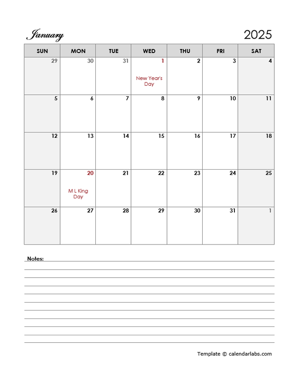 2025 Calendar Template Microsoft Word