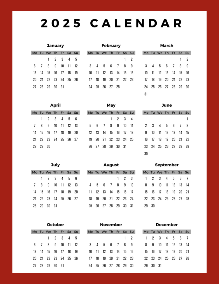 2025 Work Calendar Yolanda Vanhernandez