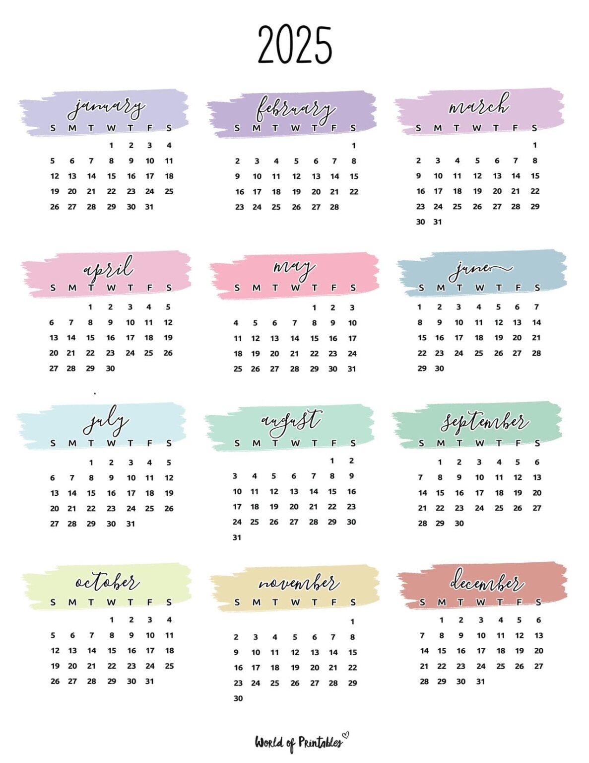 2025 Year Calendars 70 Best Printables World Of Printables