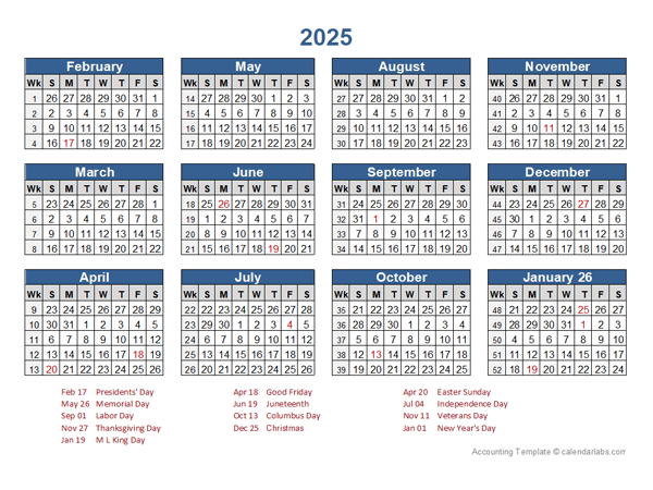 4 4 5 Accounting Calendar 2025 Excel Template Elga Nickie