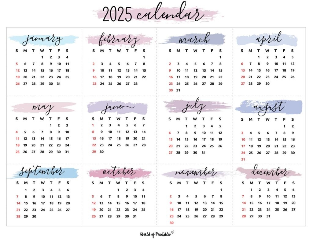 Aesthetic Printable Calendar 2025 Printable Calendars