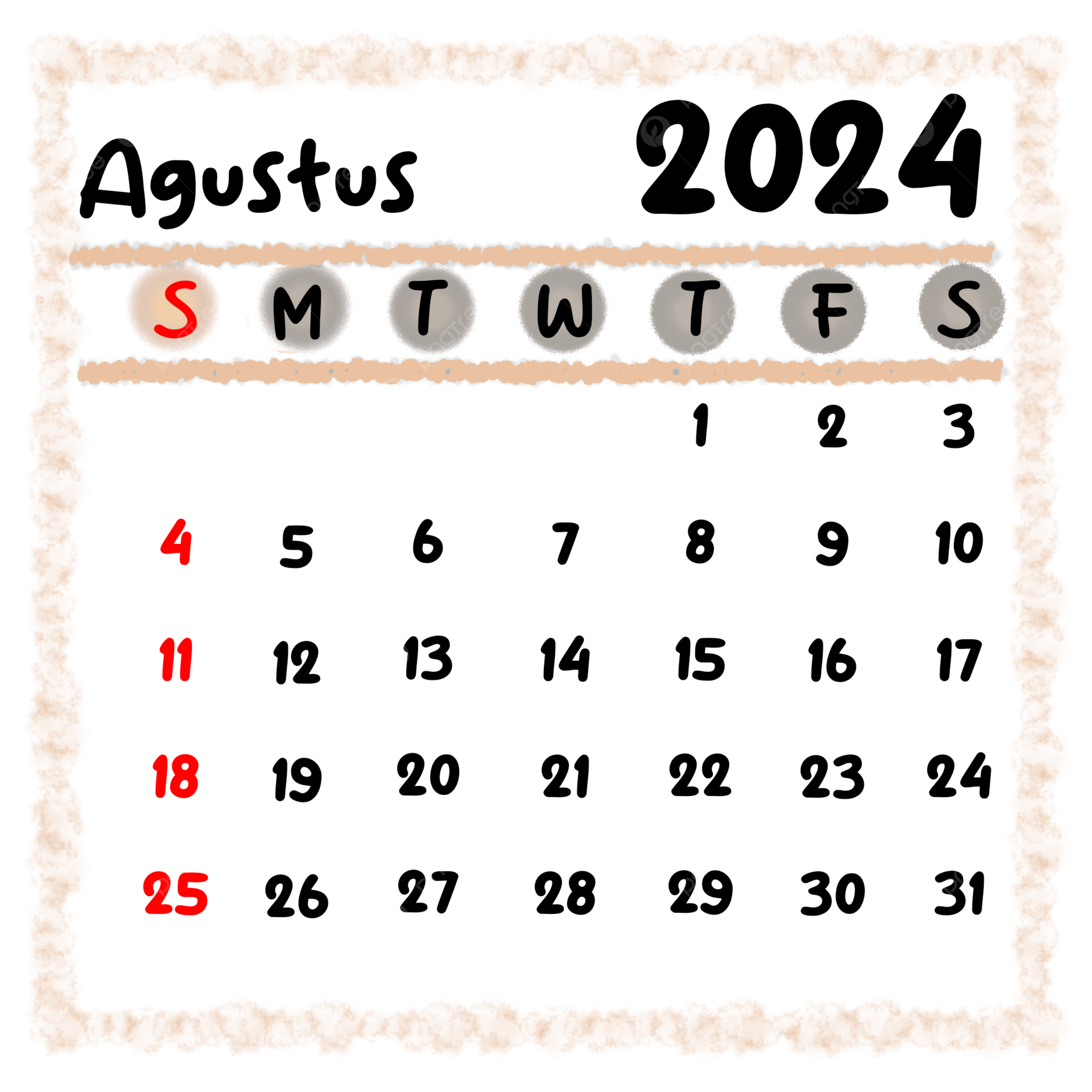 August 2025 Calendar Aesthetic