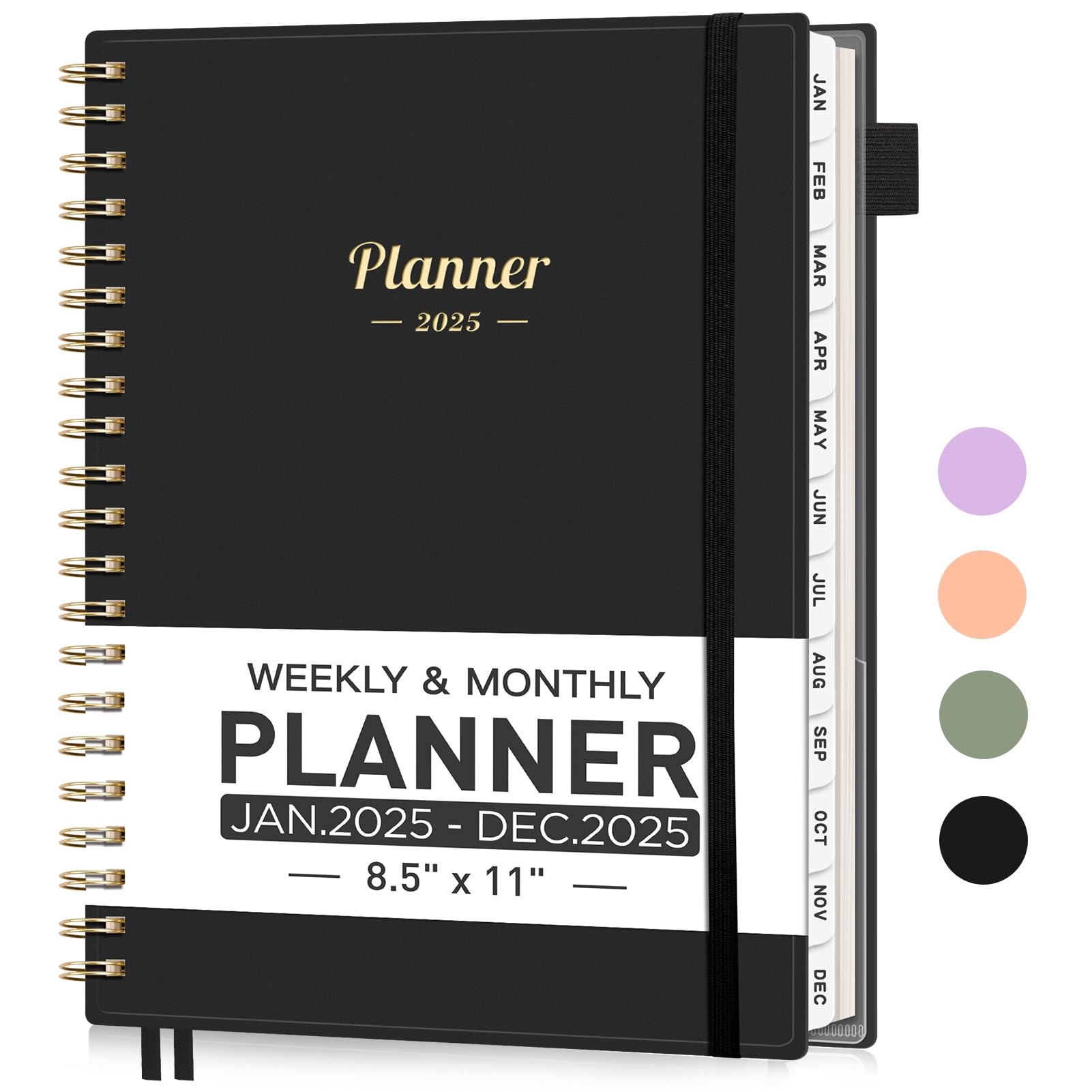 Amazon 2025 Planner Weekly And Monthly Planner Jan 2025 Dec 2025 8 5 X 11 2025 Calendar Planner Book With Monthly Tabs Inner Pocket Spiral Bound Ideal For Office Home School Supplies Black Office Products