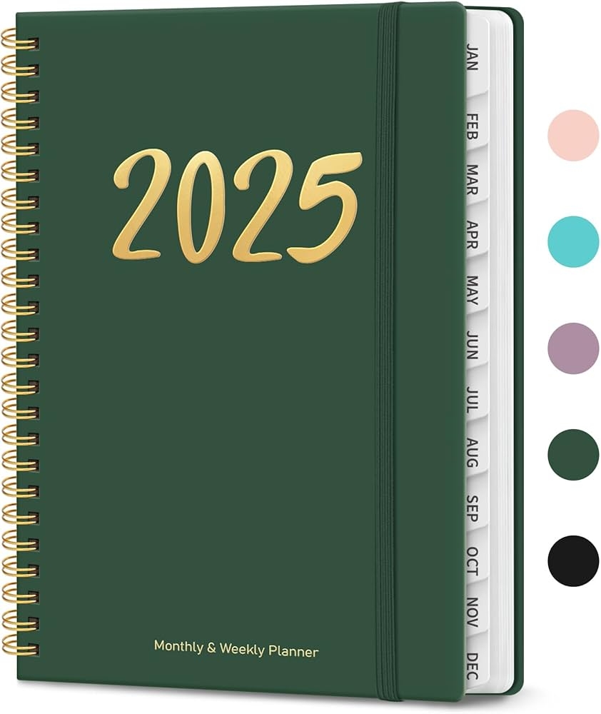 Amazon 2025 Planner Weekly And Monthly Planner Spiral Bound Jan 2025 Dec 2025 Hardcover 2025 Calendar Planner Book With Tabs Inner Pocket Perfect For Office Home School Supplies A5 