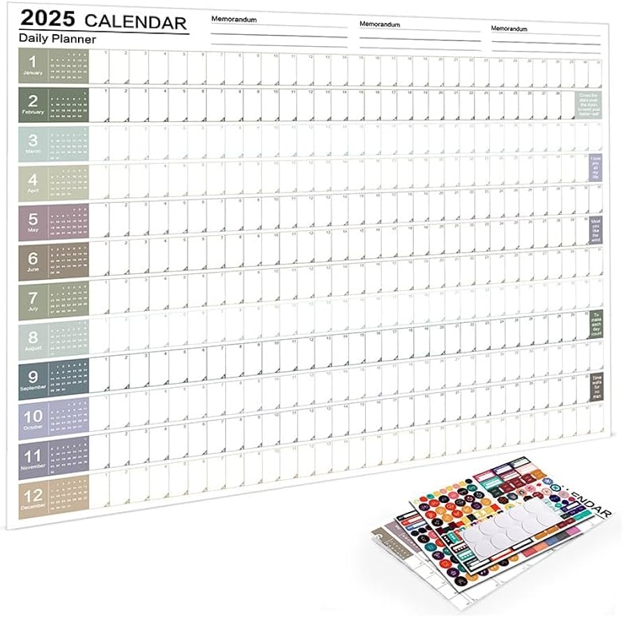 Amazon 2025 Wall Calendars 365 Day Poster Calendar 2025 Yearly Planner Schedule Calendar For Home Office School Projects Office Products