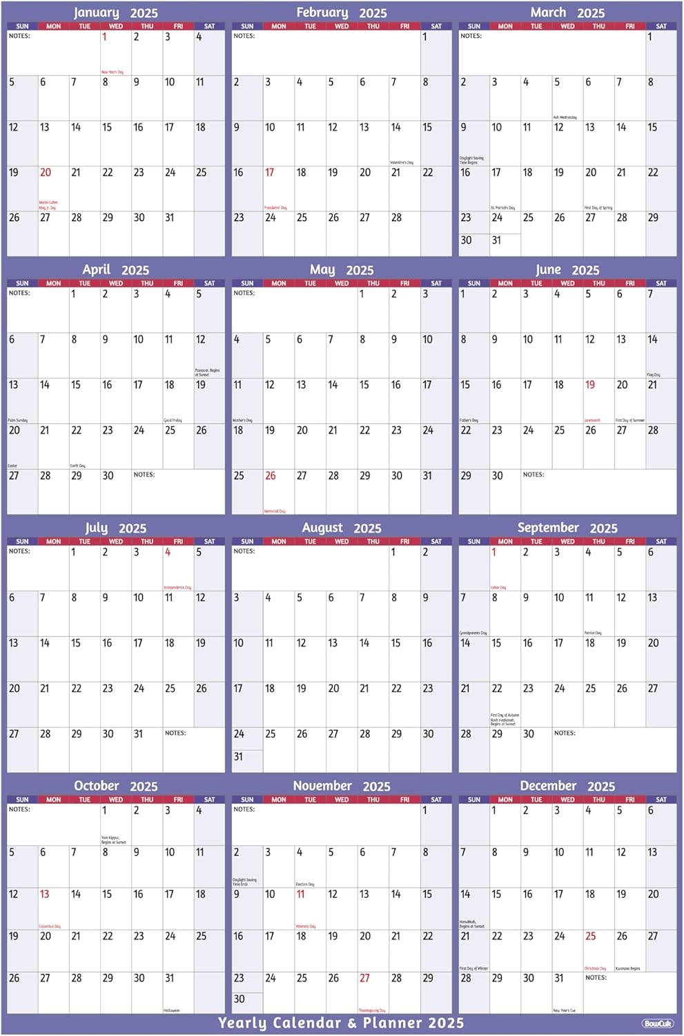 Large Calendar Book 2025