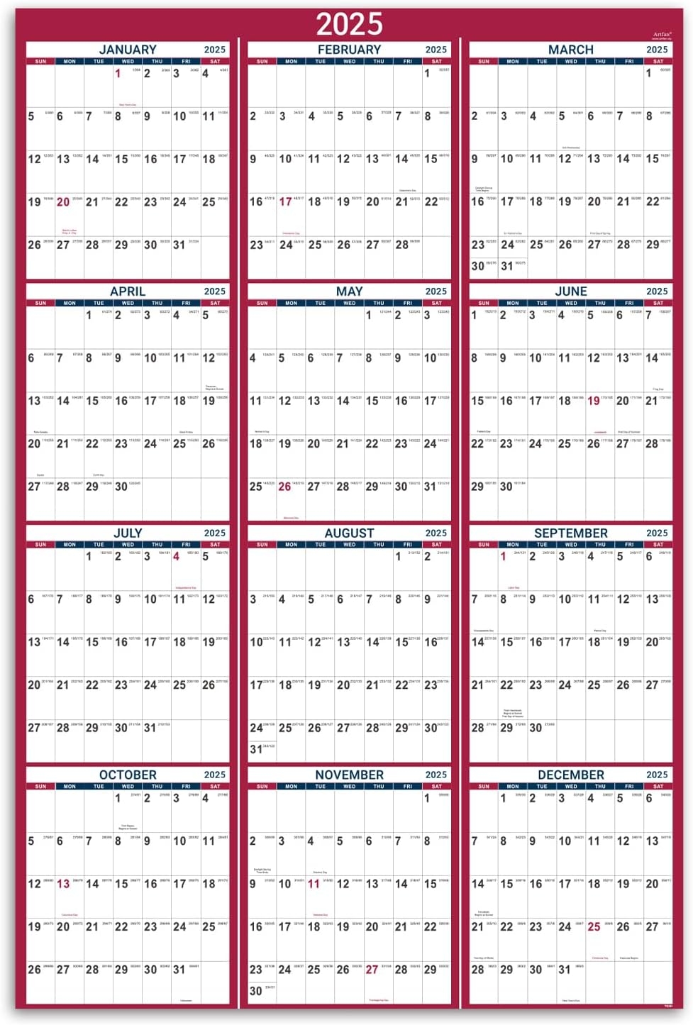 Amazon 2025 Yearly Wall Calendar Large Yearly Calendar 2025 