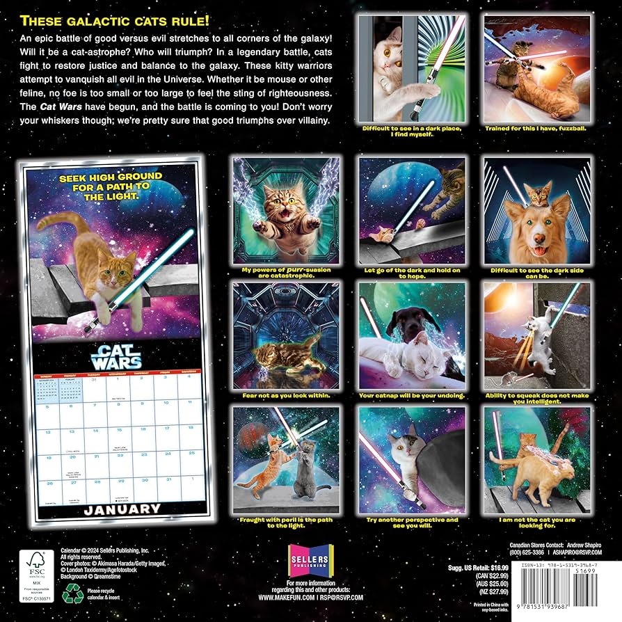 Amazon Cat Wars 2025 Wall Calendar 16 Month Humor Comic Calendar 12 X 12 Office Products