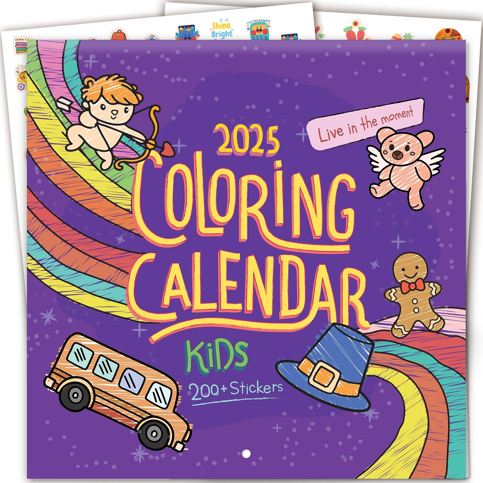 Amazon Coloring 2025 Calendar For Kids With 200 Super Fun Stickers 12 Months With Days Illustrated Images To Color Great Kids Wall Calendar And Activity For Classroom Home Learning Office Products