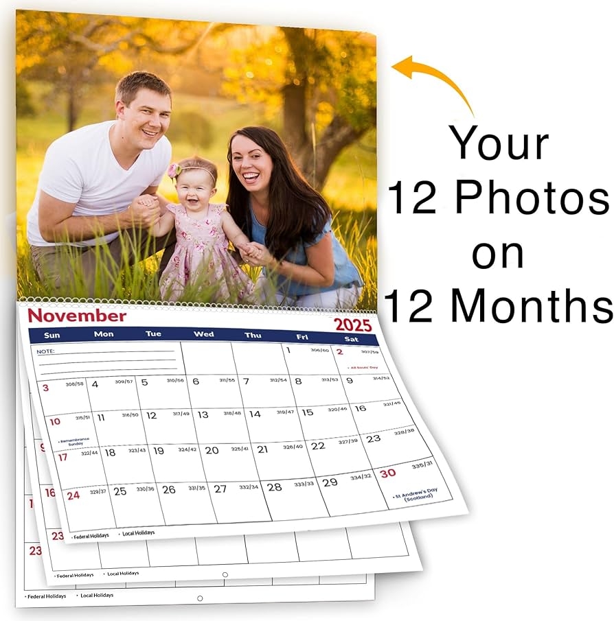 Amazon Custom Photo Wall Calendar 2025 For Home Office Print Your 13 Memories Make Your Own Personalized Calendar 2025 Customized Christmas Gift Office Products