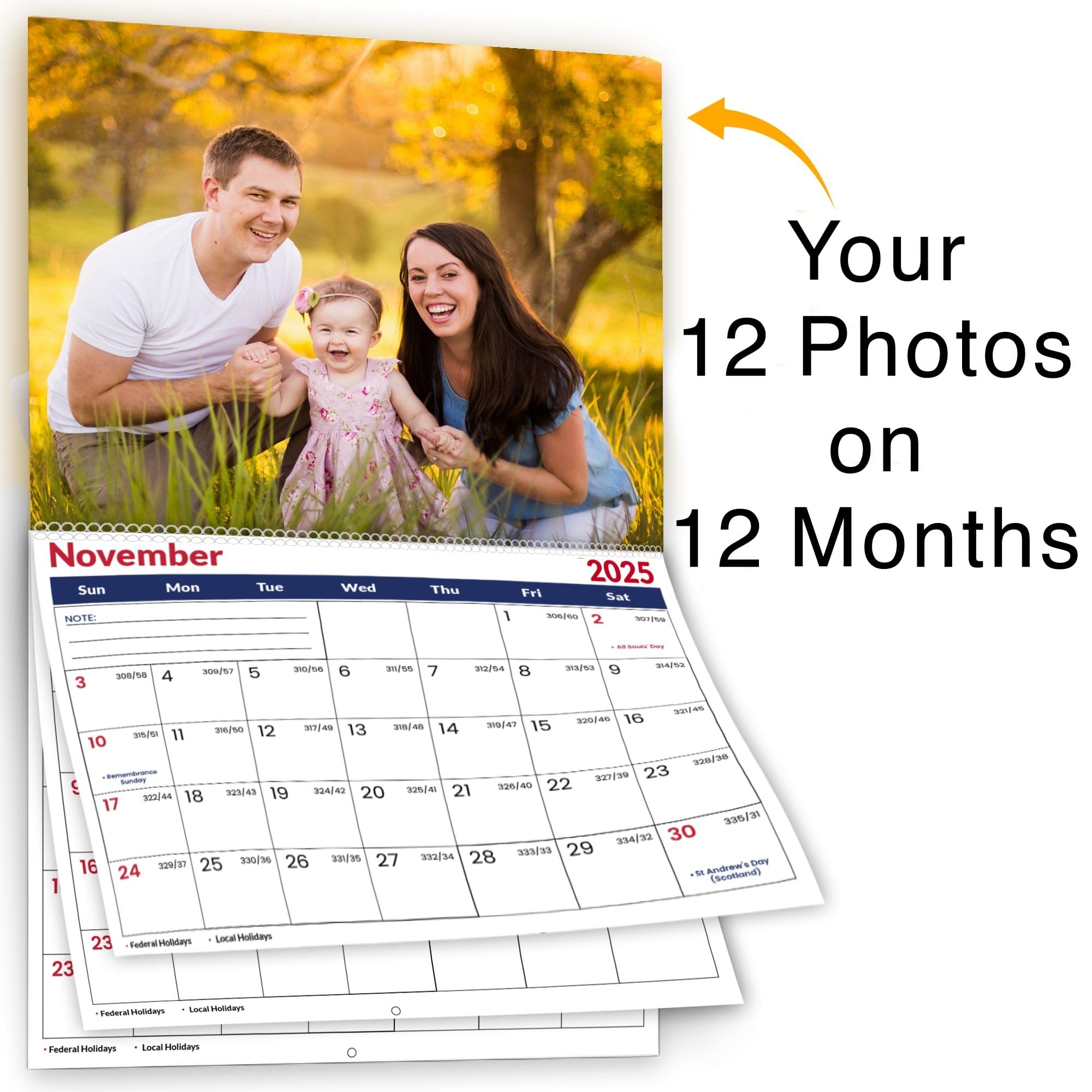 Amazon Custom Photo Wall Calendar 2025 For Home Office Print Your 13 Memories Make Your Own Personalized Calendar 2025 Customized Christmas Gift Office Products