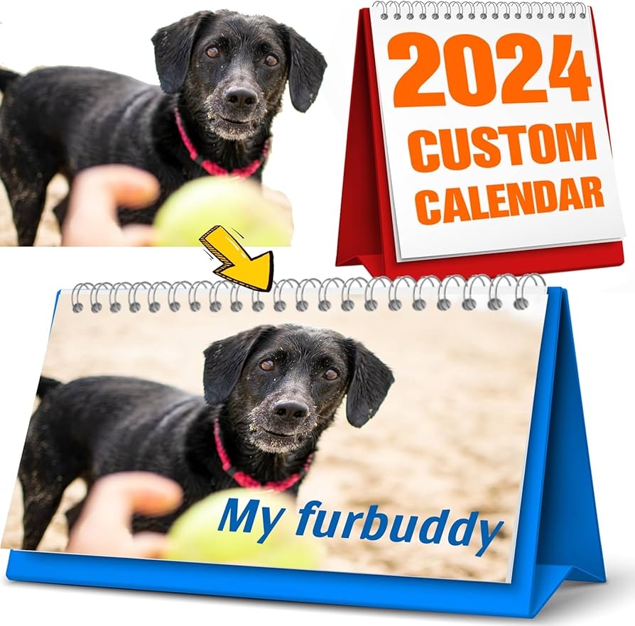 Amazon Personalized Custom Desk Calendar 2025 Monthly With Your Own Dogs Photos Pictures Office Products