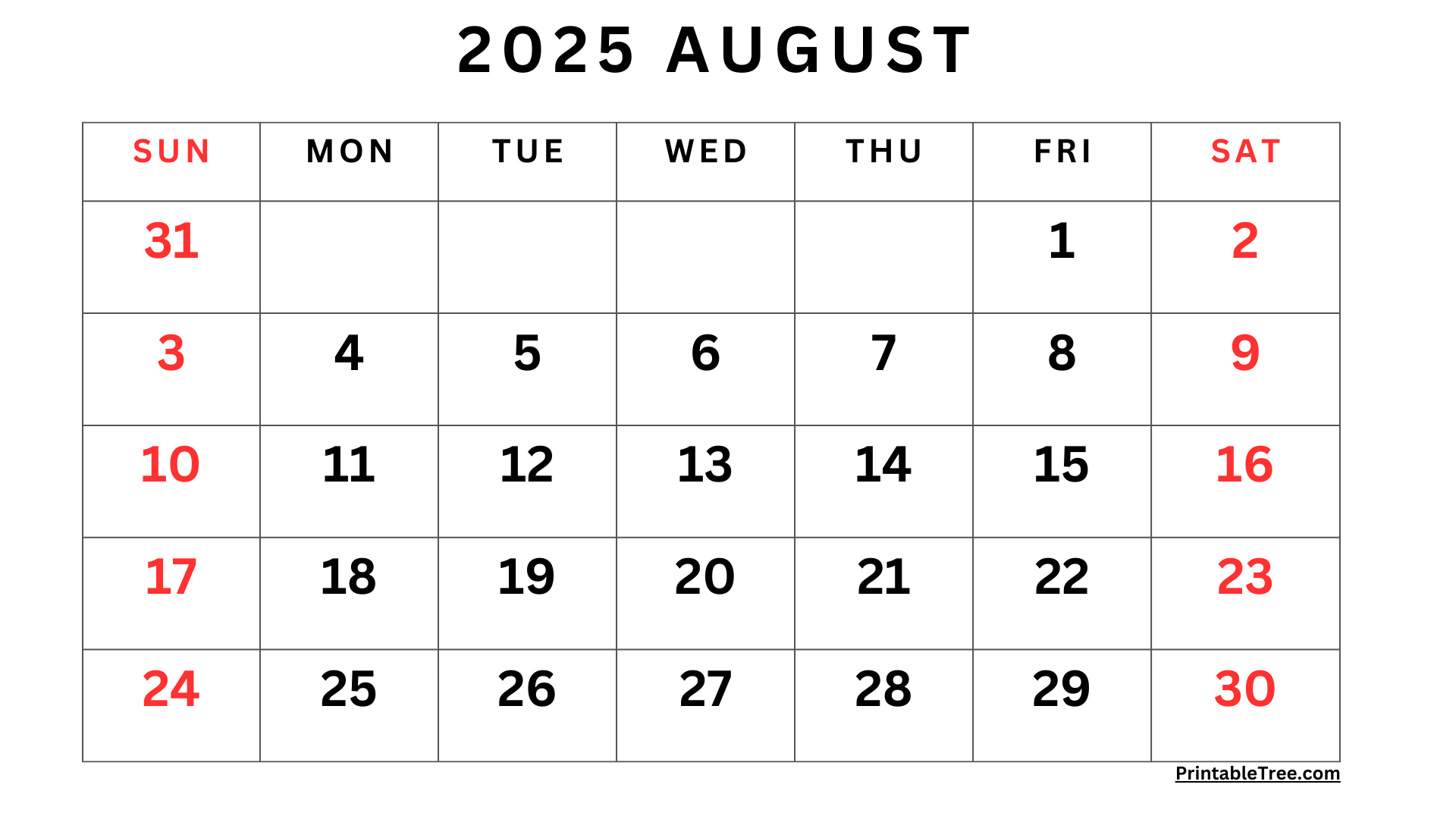 August 2025 Calendar Printable PDF Template With Holidays