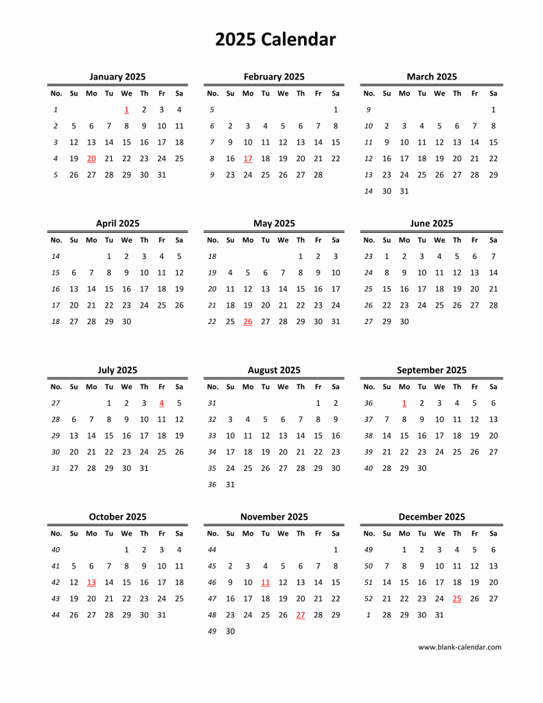 Blank 2025 Calendar Mustafa Eduard