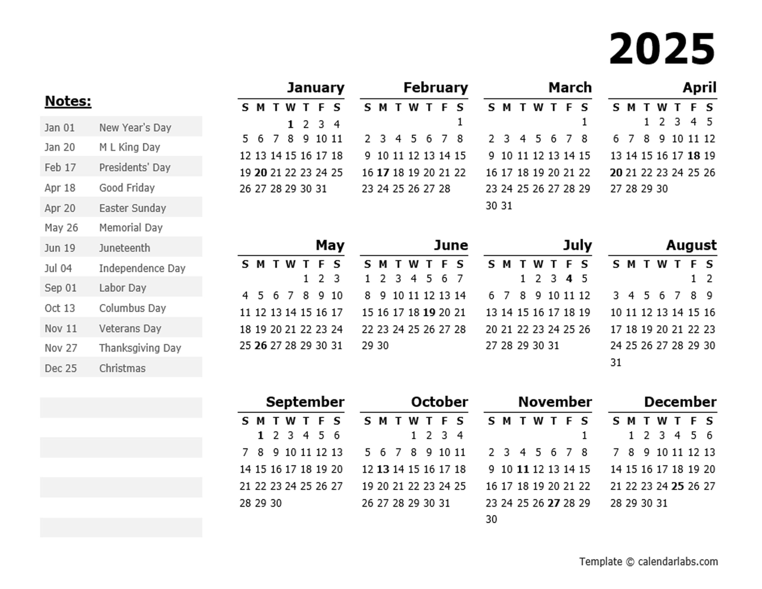 Blank Word Calendar 2025 Chad M Coleman