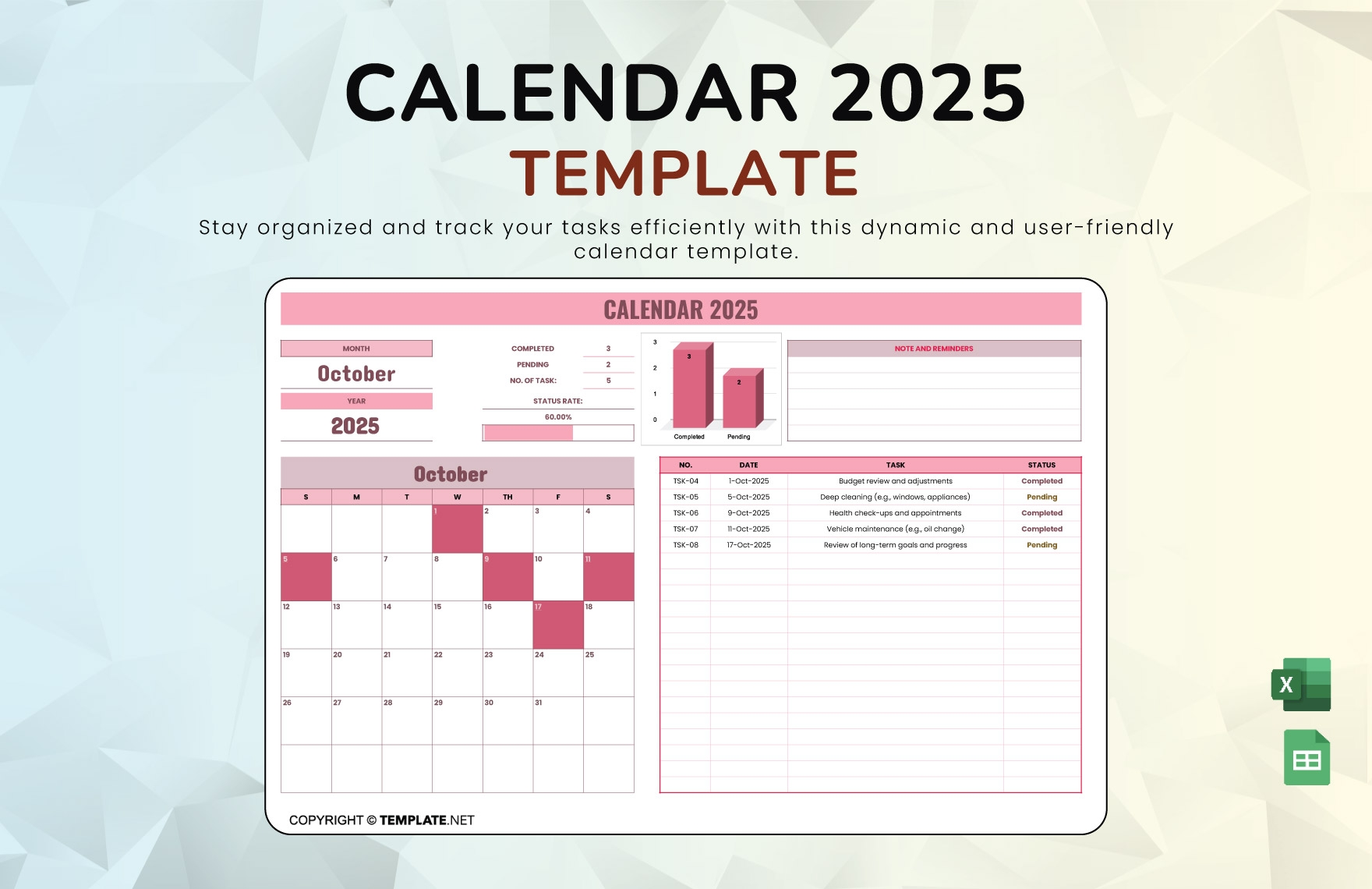 Calendar 2025 Excel Format Free Download