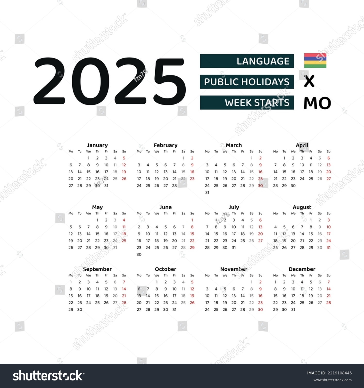 Calendar 2025 With Public Holidays Mauritius Clara Deboer