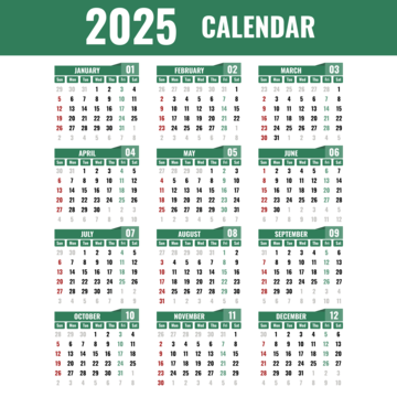 Calendar 2025 Year PNG Transparent Images Free Download Vector Files 