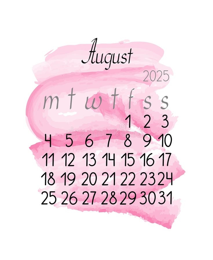 Calendar August 2025 Aesthetic Anthony Daniels