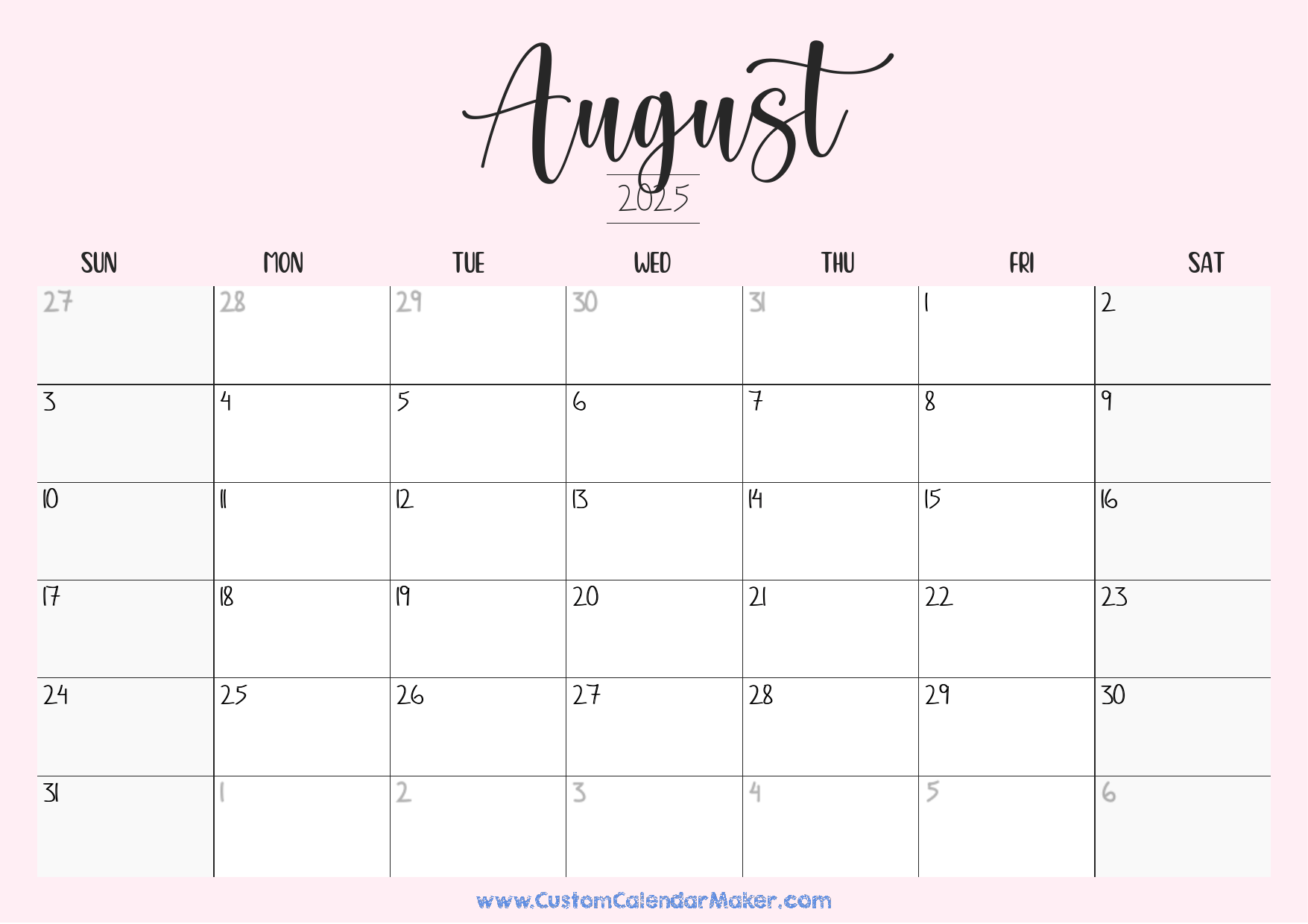 Calendar August 2025 Aesthetic Sonia Damian