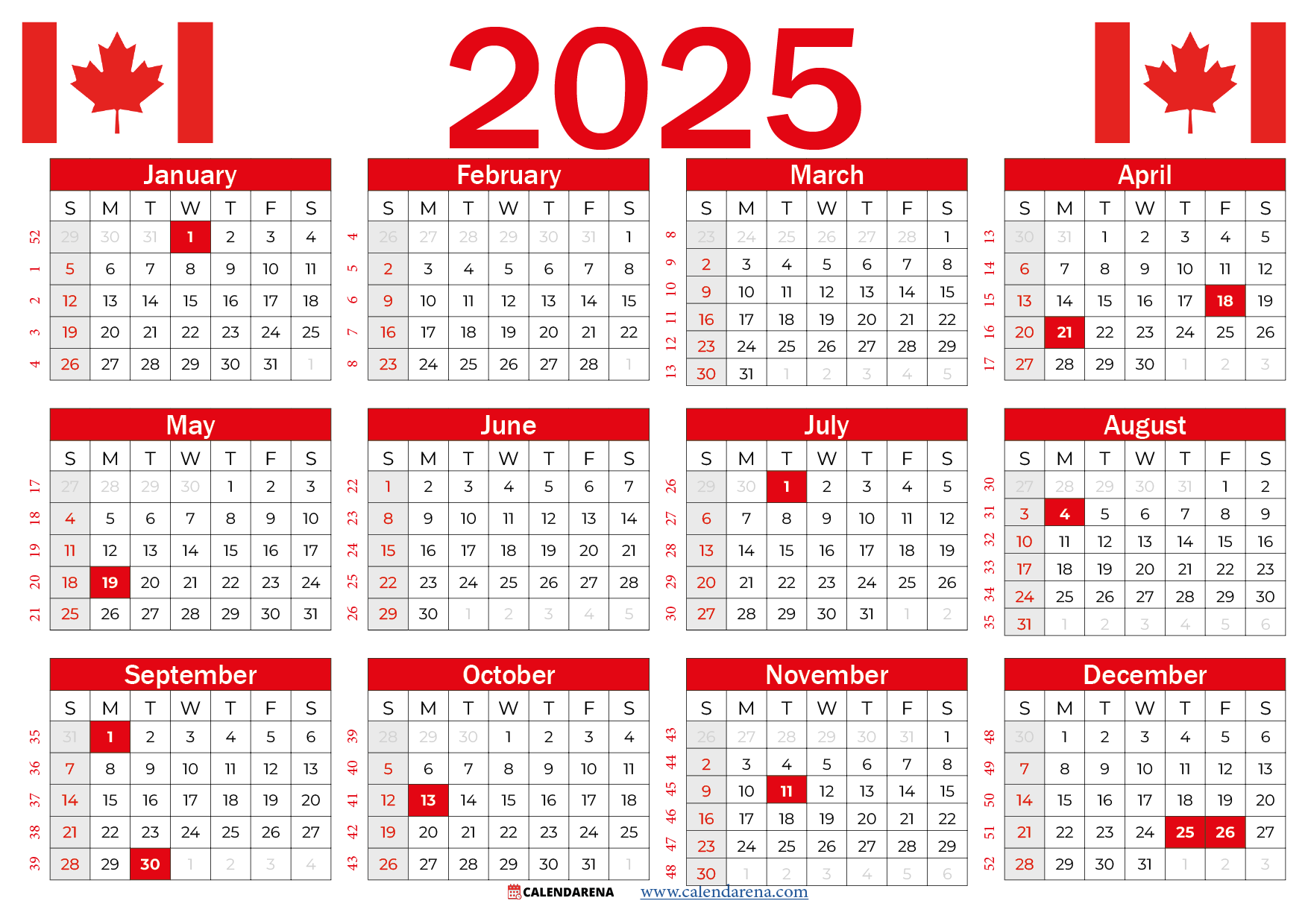 Telus Calendar 2025 Canada