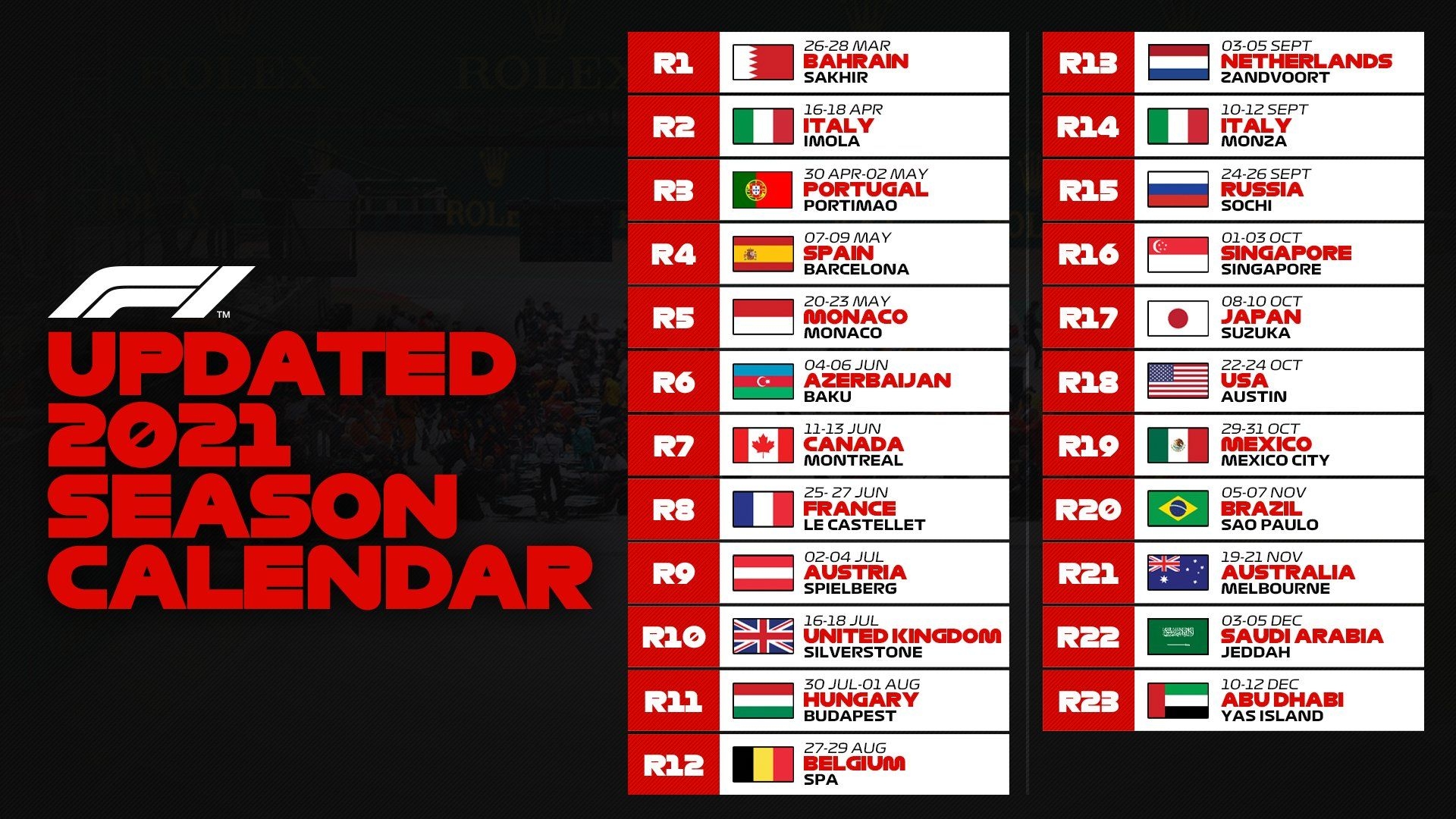 Calendar For F1 2025 Mei Dewal
