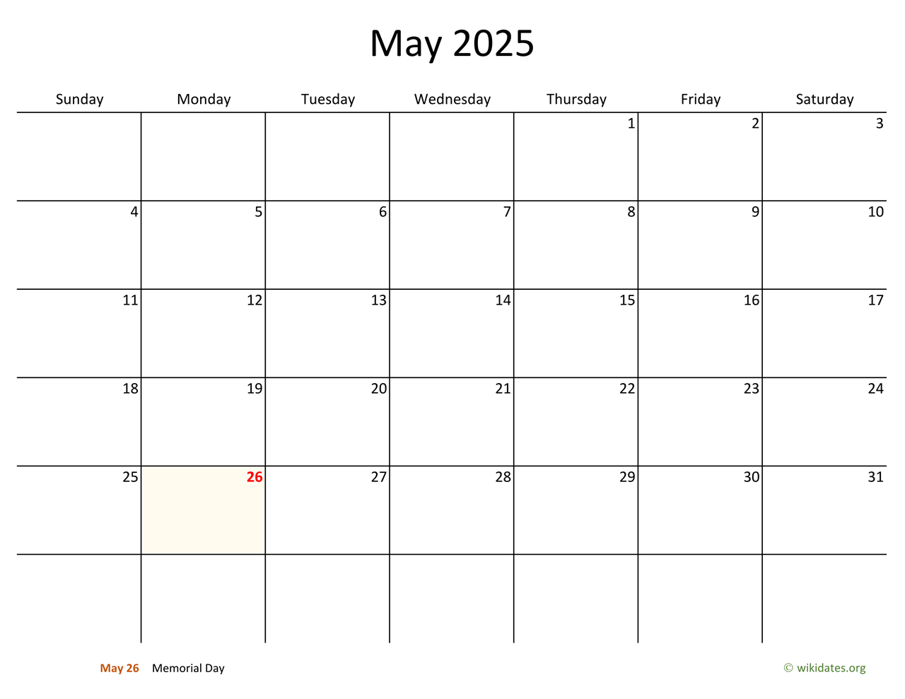 May 2025 Events Calendar