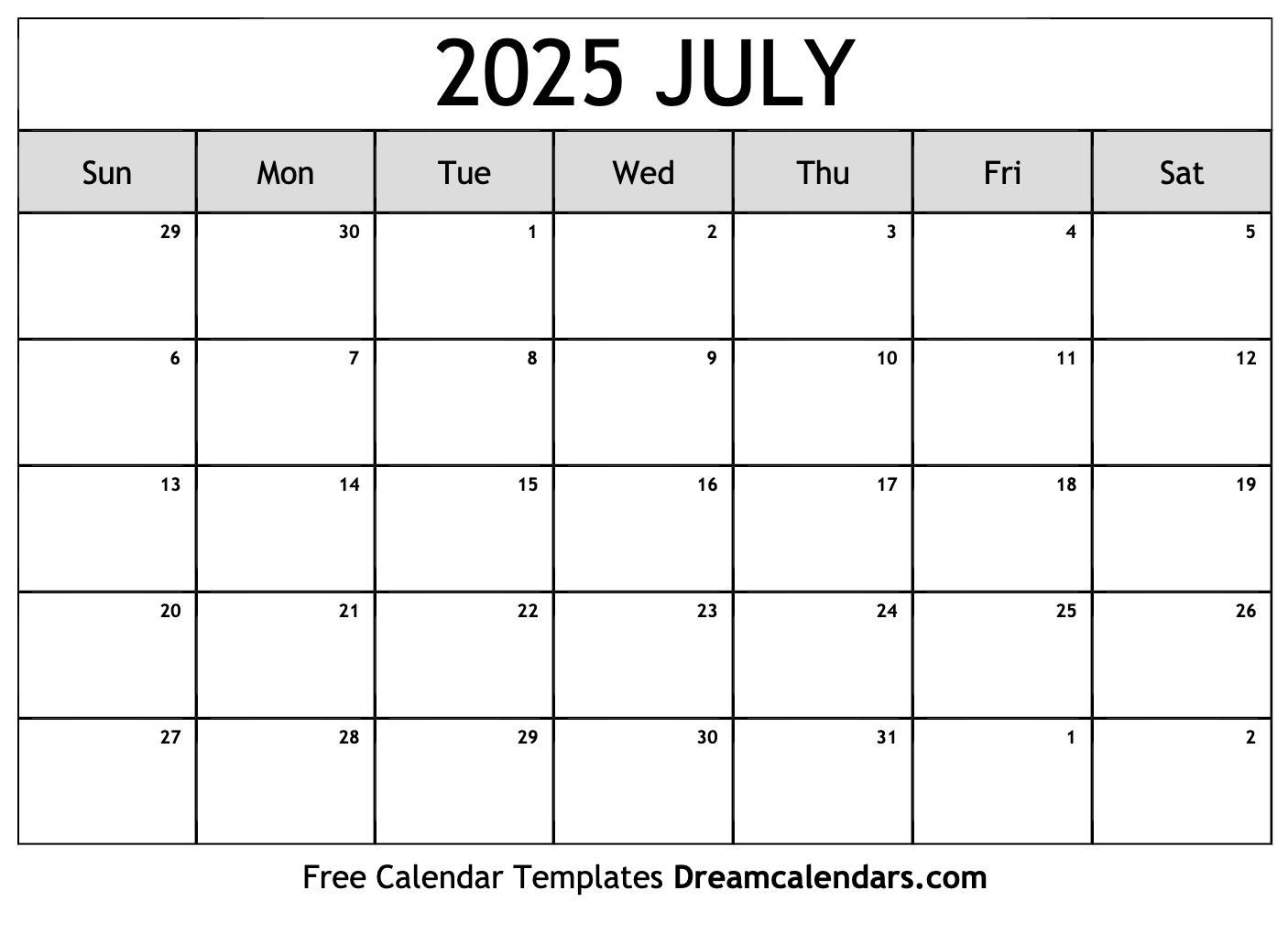 Calendar July 2025 Template Melany H Madden