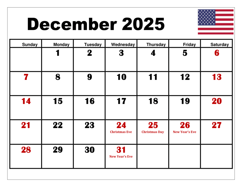 Calendar Of December 2025 With Holidays Tristan L Schou