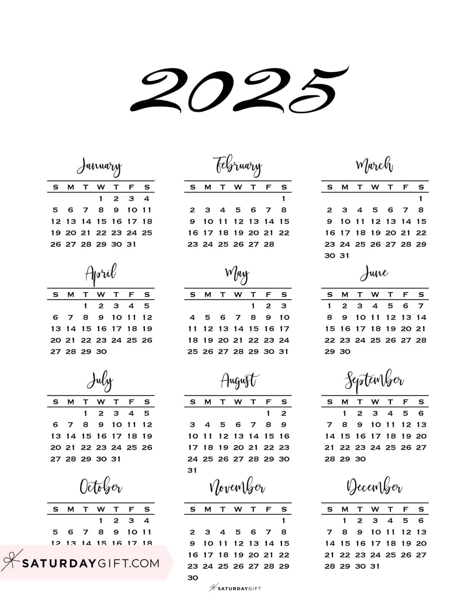 Calendar Printable 2025 Cute Bob C Page