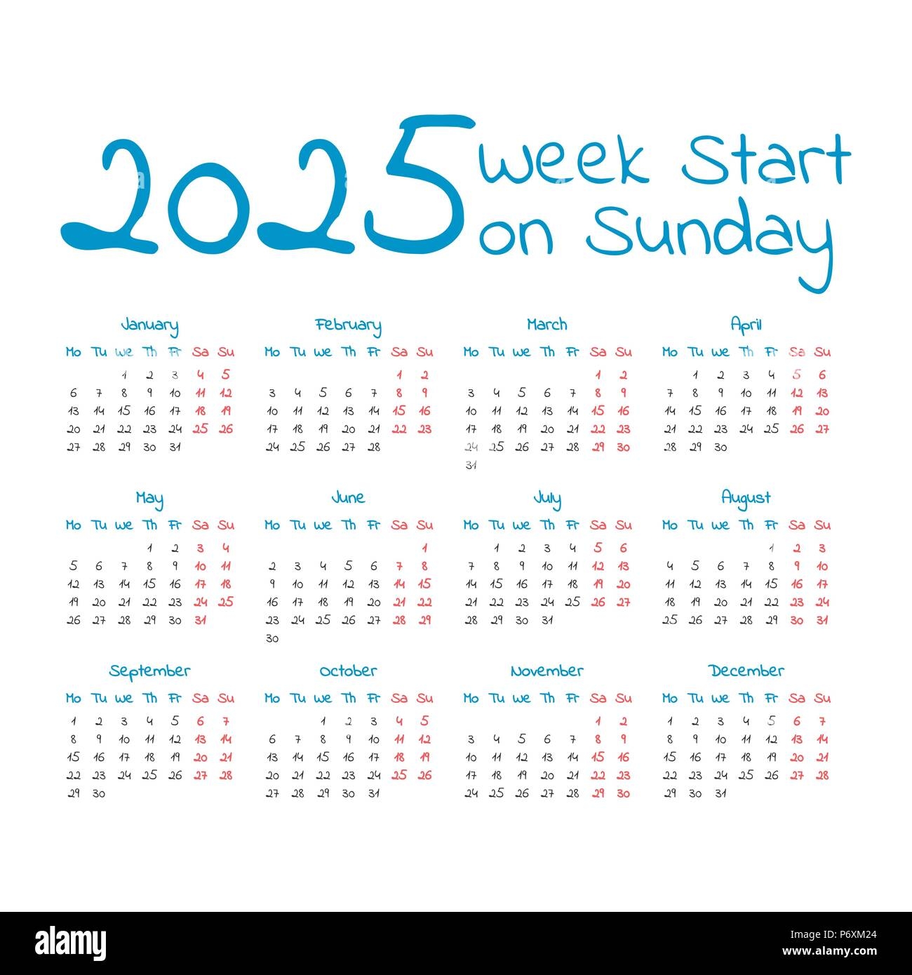 Calendar Weekly 2025 Ella White