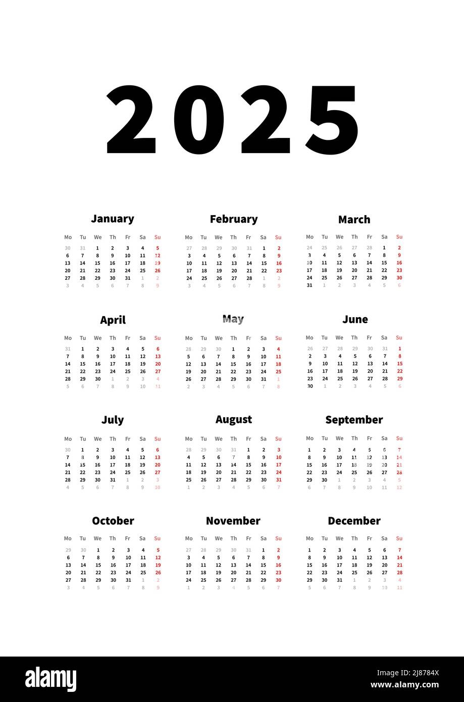 Simple Calendar Design 2025