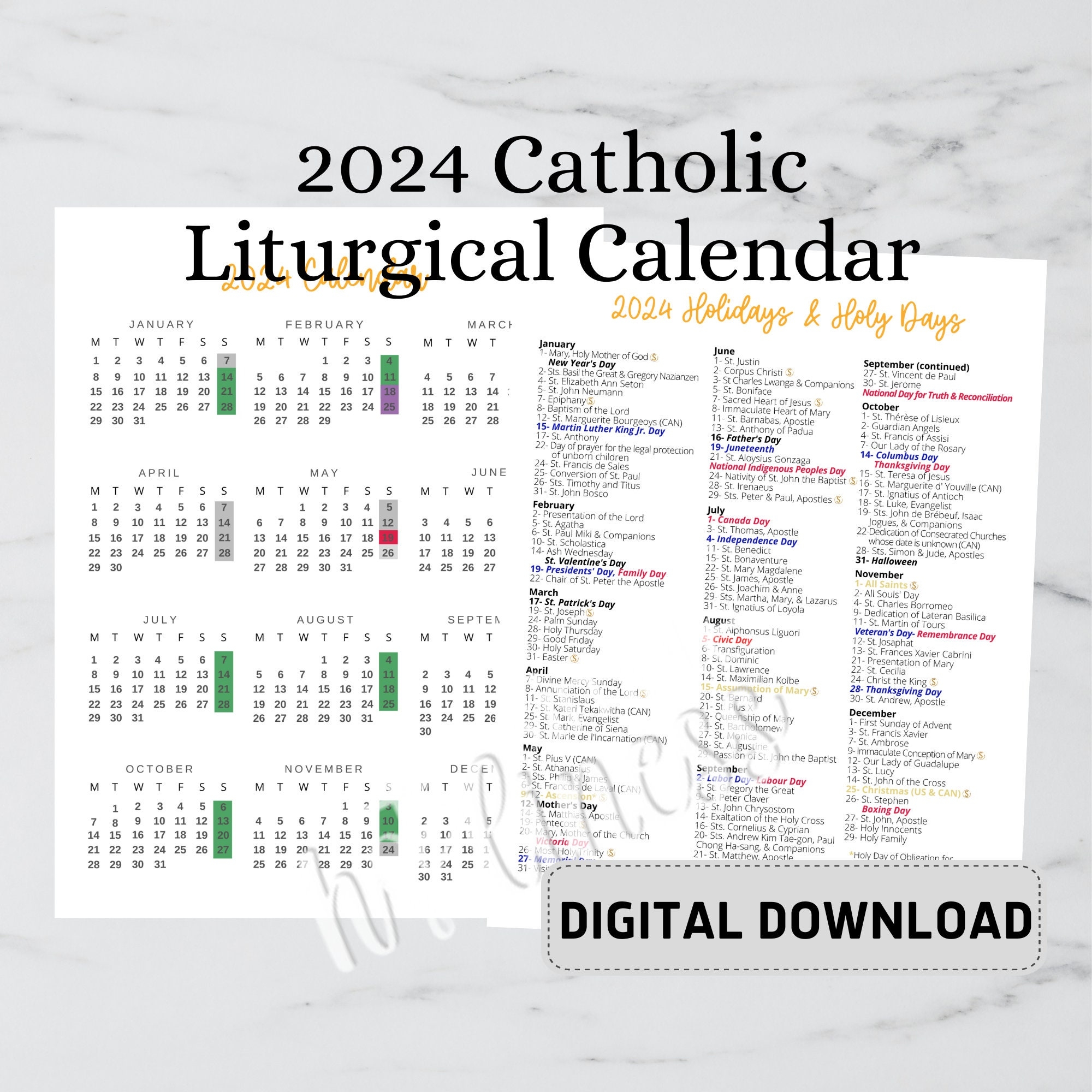 Catholic Calendar 2025 Feast Days Printable Rayyan Camden