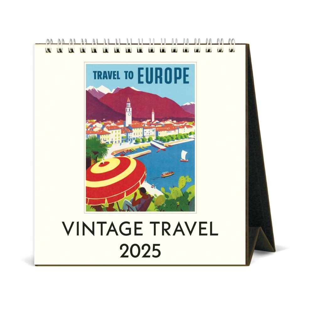 Cavallini 2025 Desk Calendar Vintage Travel Bobangles