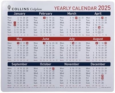 Collins Colplan 2025 A4 Yearly Desktop Calendar CDS1 25 Full Year 