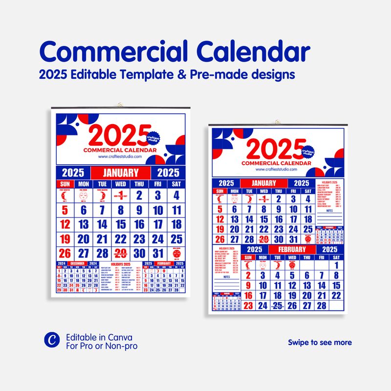 Commercial Calendar 2025 Template Free Download Modern Present Updated