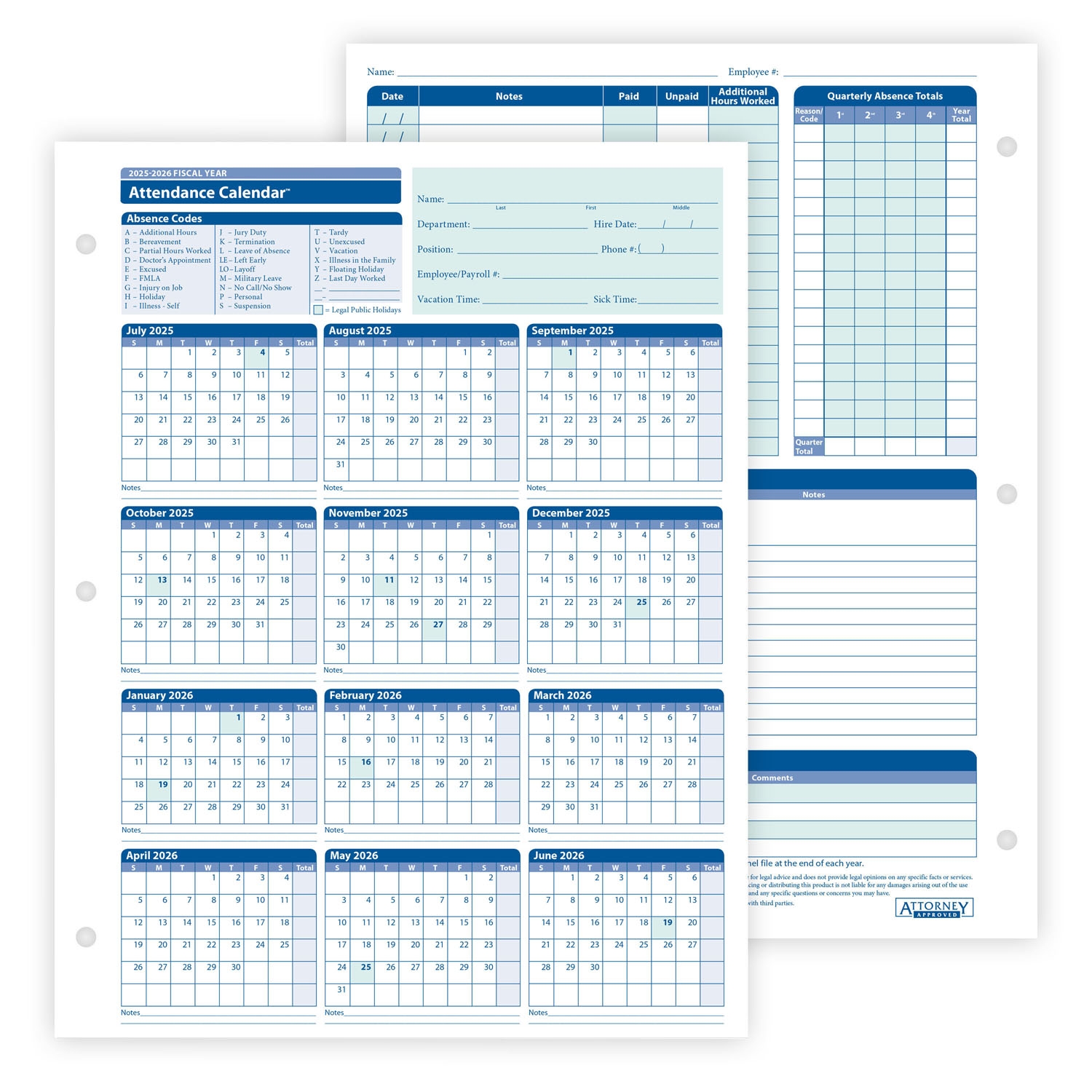 ComplyRightDealer 2024 2025 Fiscal Year Employee Attendance Calendar
