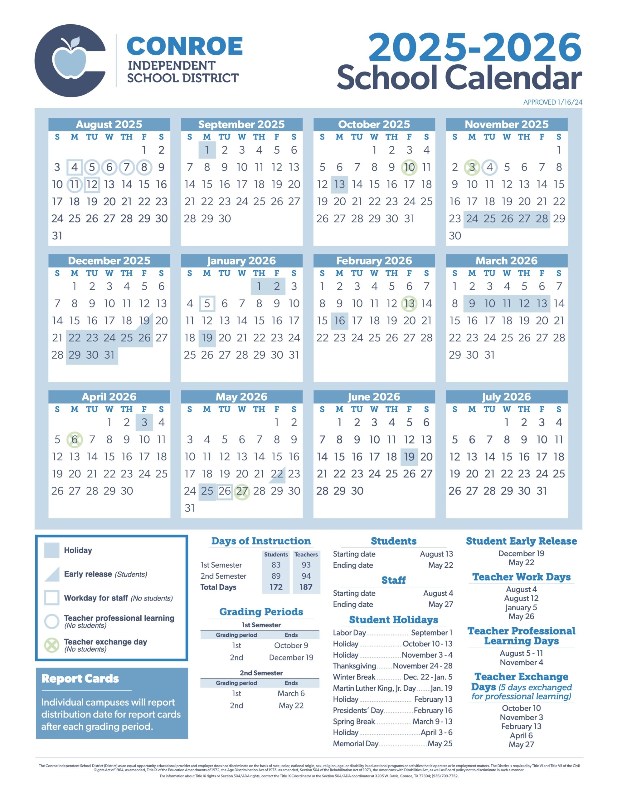 Conroe ISD 2025 26 Calendar Hello Woodlands