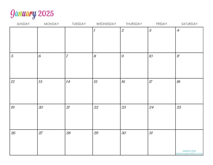 Customizable Calendar Template 2025 Clara Deboer