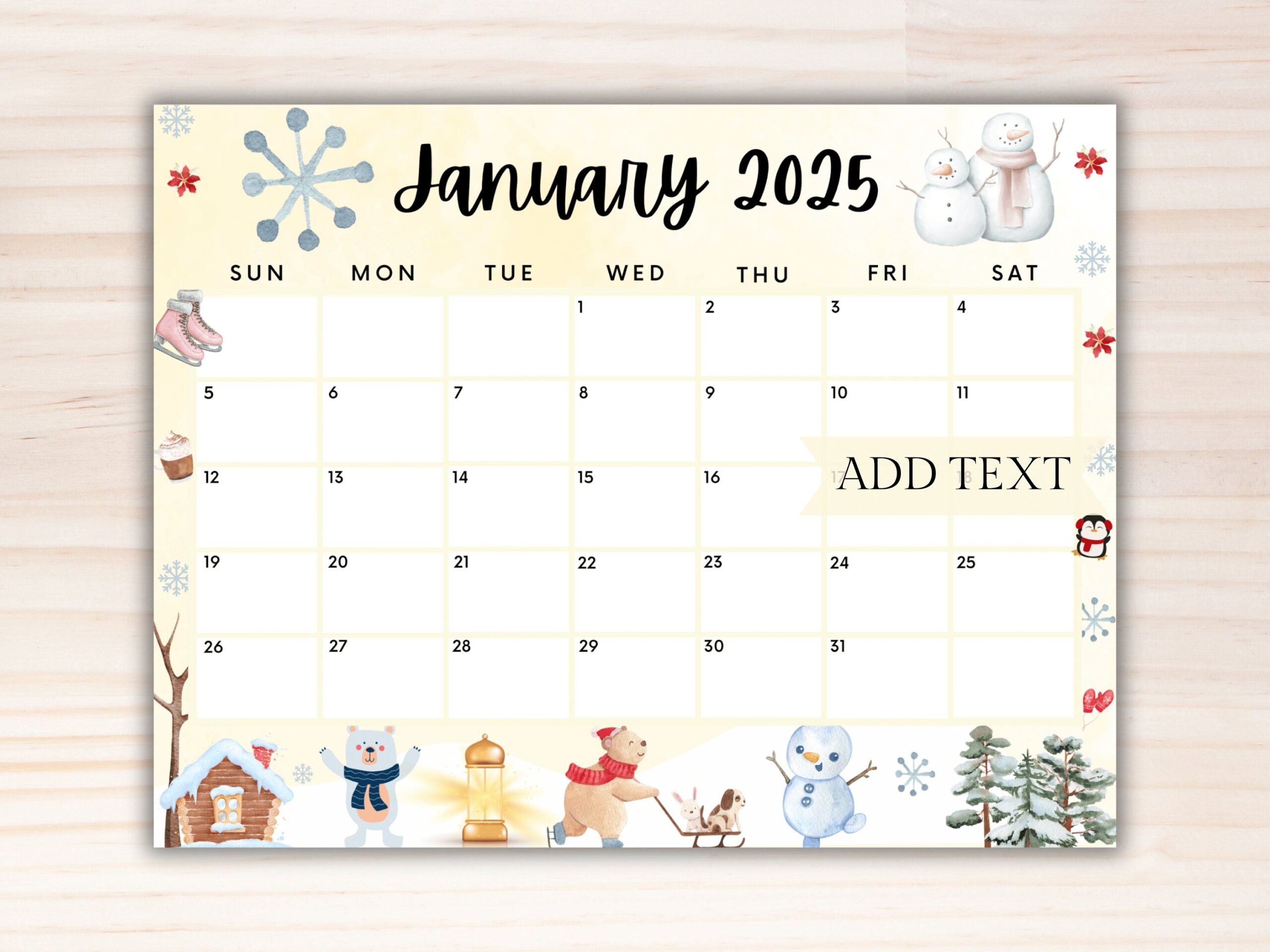 Cute Editable Calendar 2025
