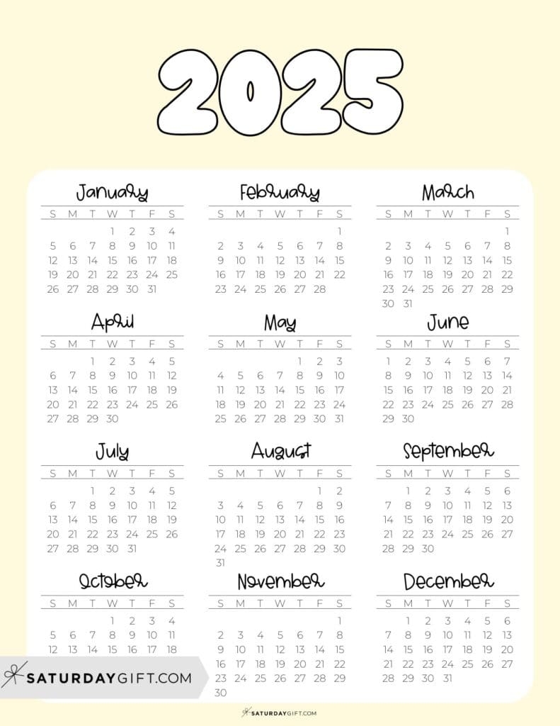 Cute 2025 Printable Calendar Calendar 2025 Printable