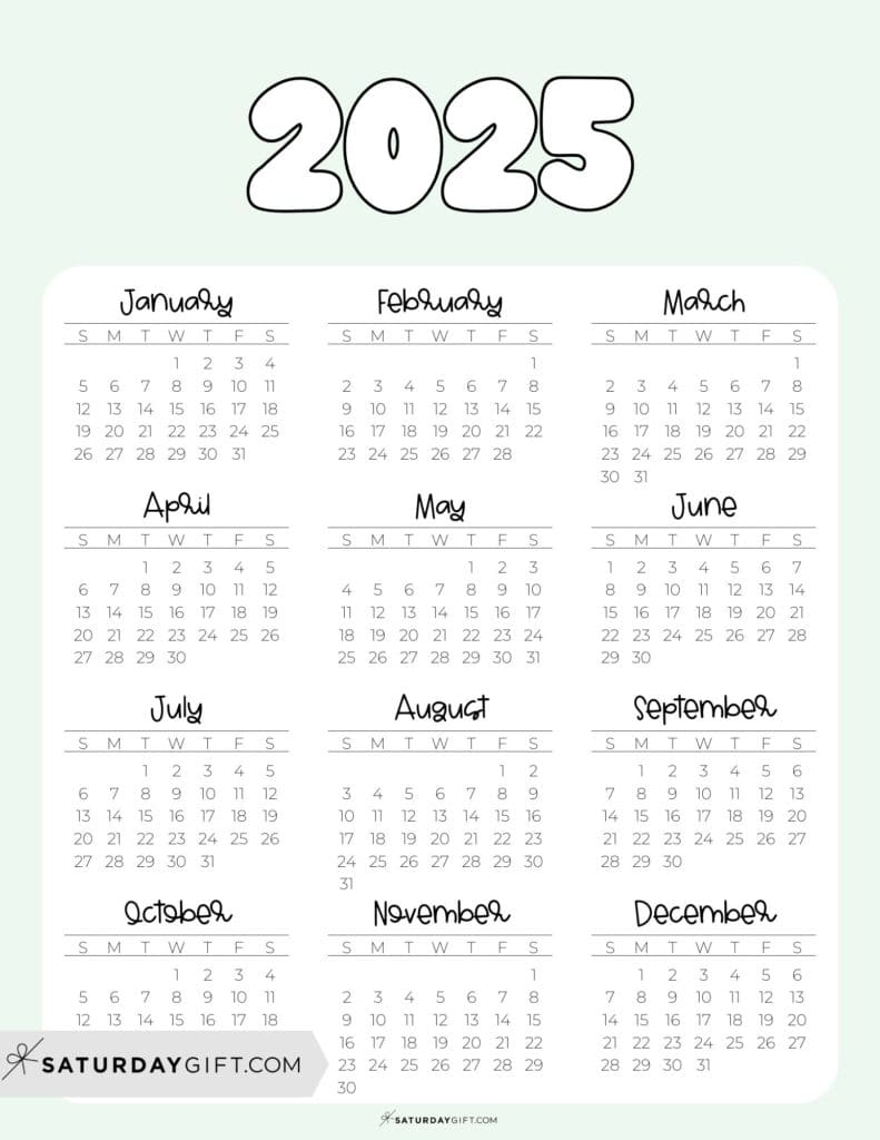 Cute Printable Calendars 2025 Susie Ethelind