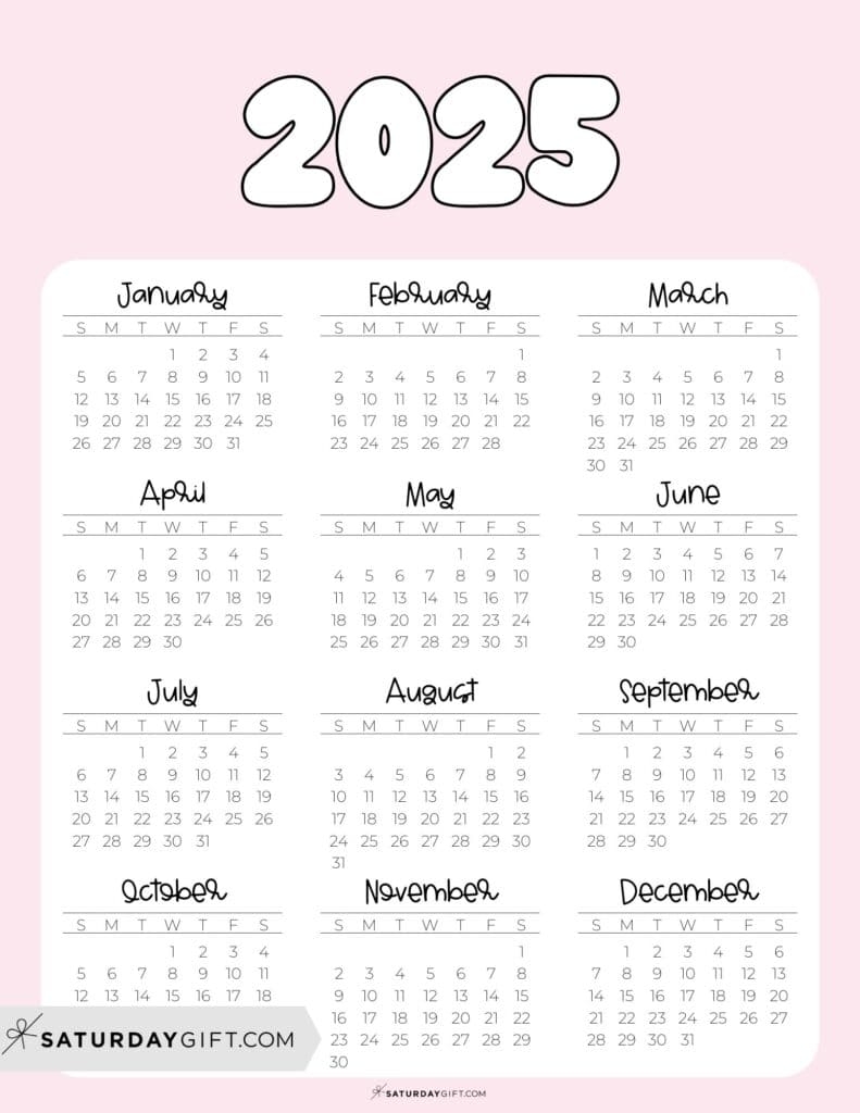 Cute Printable Calendars 2025 Susie Ethelind