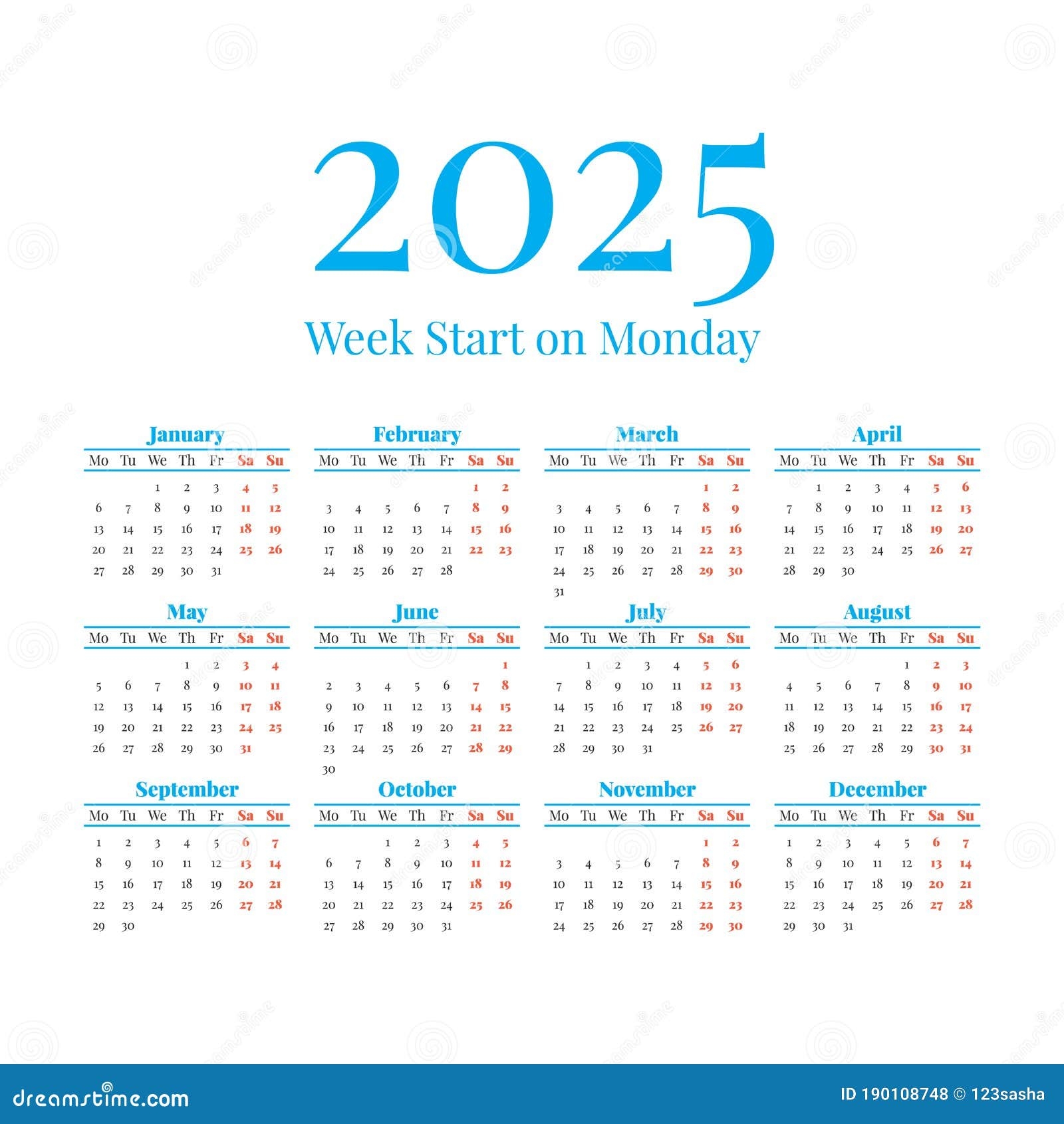 2025 Calendar 5 Week Months