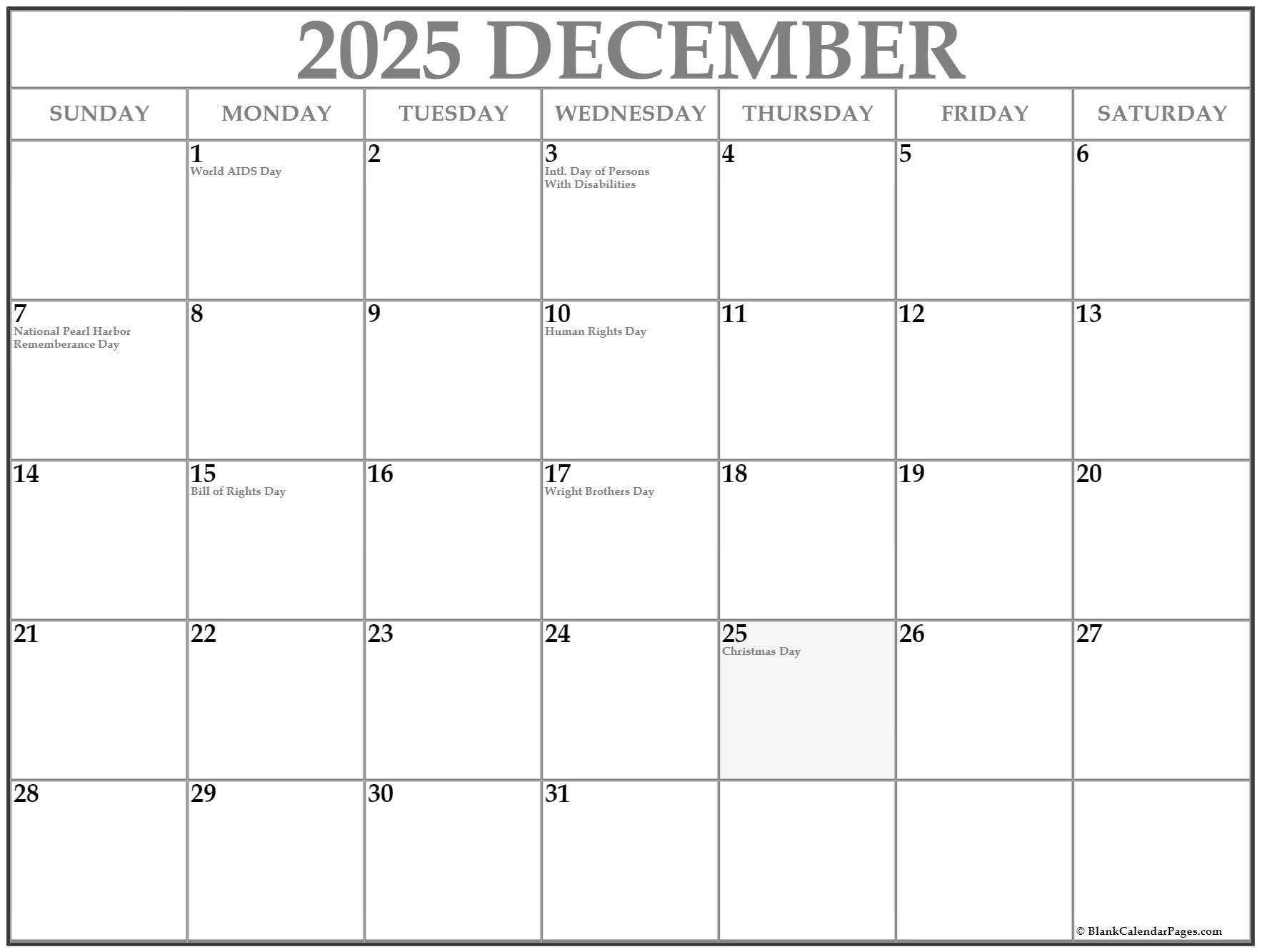 December 2025 Calendar With Holidays Ann M Bellman