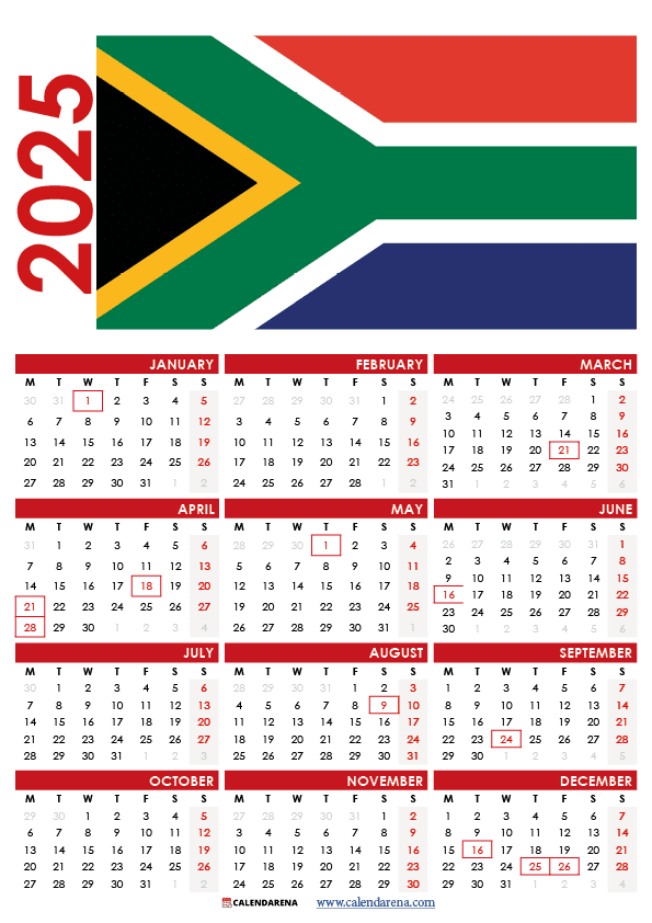 December 2025 January 2025 Calendar With Holidays South Africa Pdf 