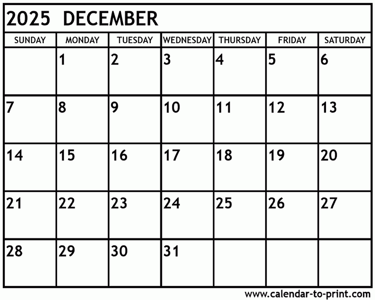 December 2025 January 2025 Printable Calendar 2025 Word Chester A Sanders