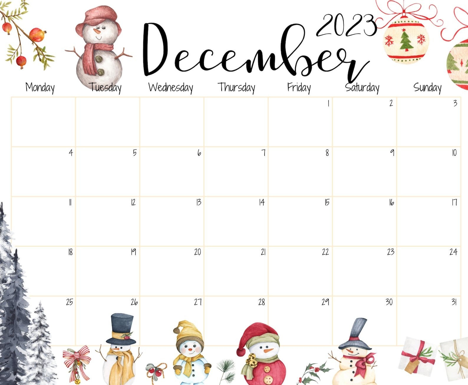 December Calendar 2025 Cute Printable Stickers Zayn Tarek
