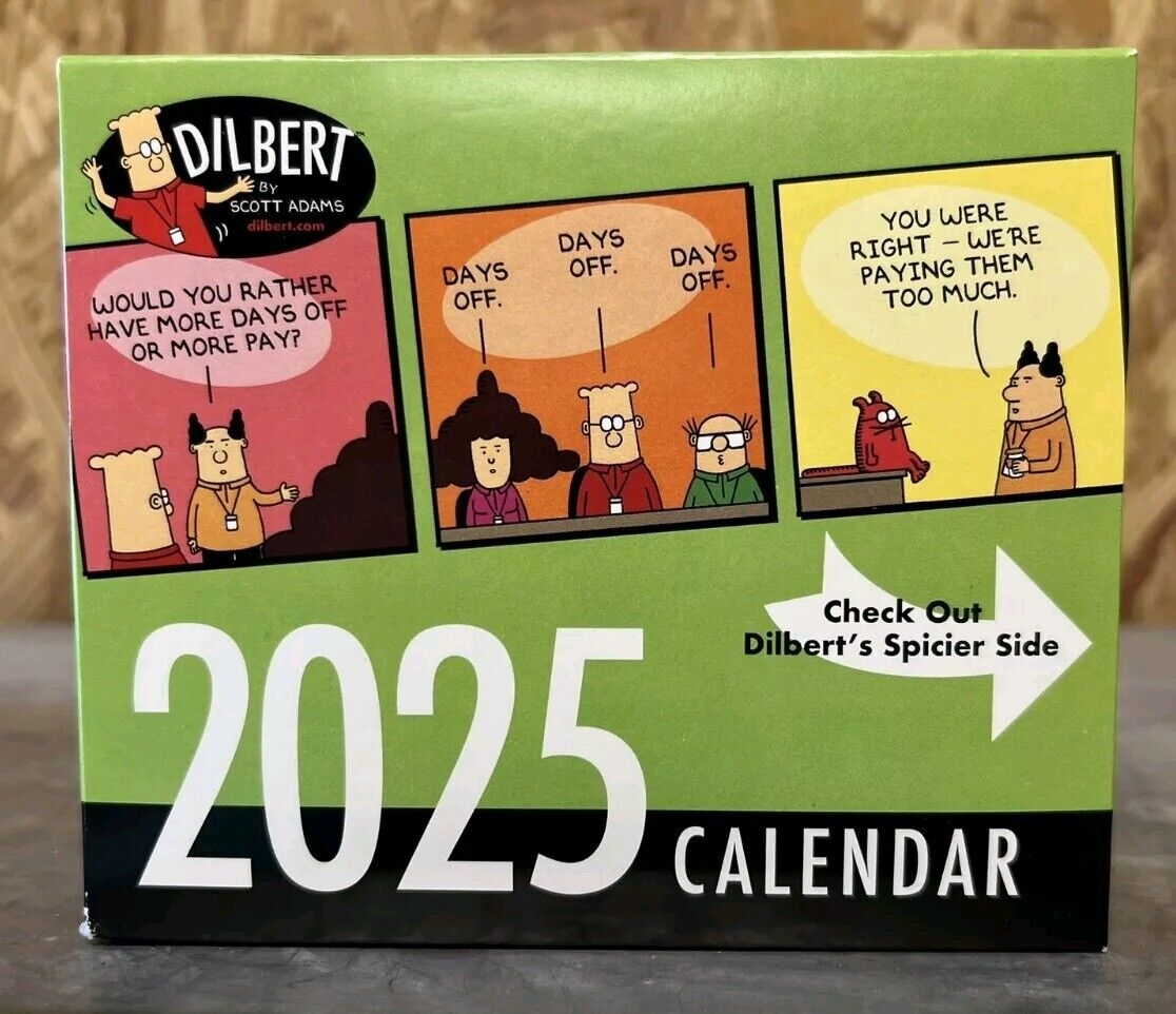 Dilbert 2025 Daily Page a Day Desk Calendar Double Size Over 700 Comics 
